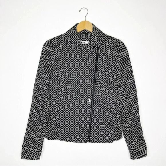 Akris Printed Asymmetrical Moto Zip Blazer Size 6 - Picture 2 of 8